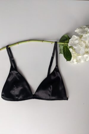 Black Satin Bra